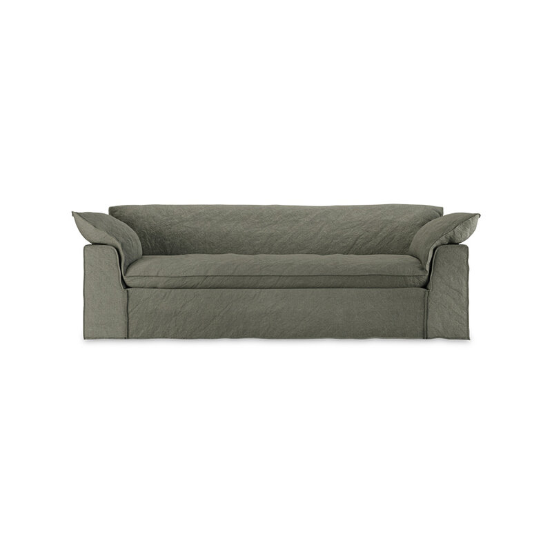HKLIVING-collectie Nomad bank: 244cm, linnen, army green