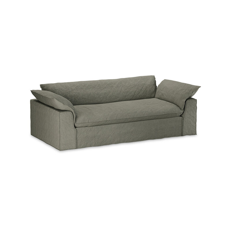 HKLIVING-collectie Nomad bank: 244cm, linnen, army green