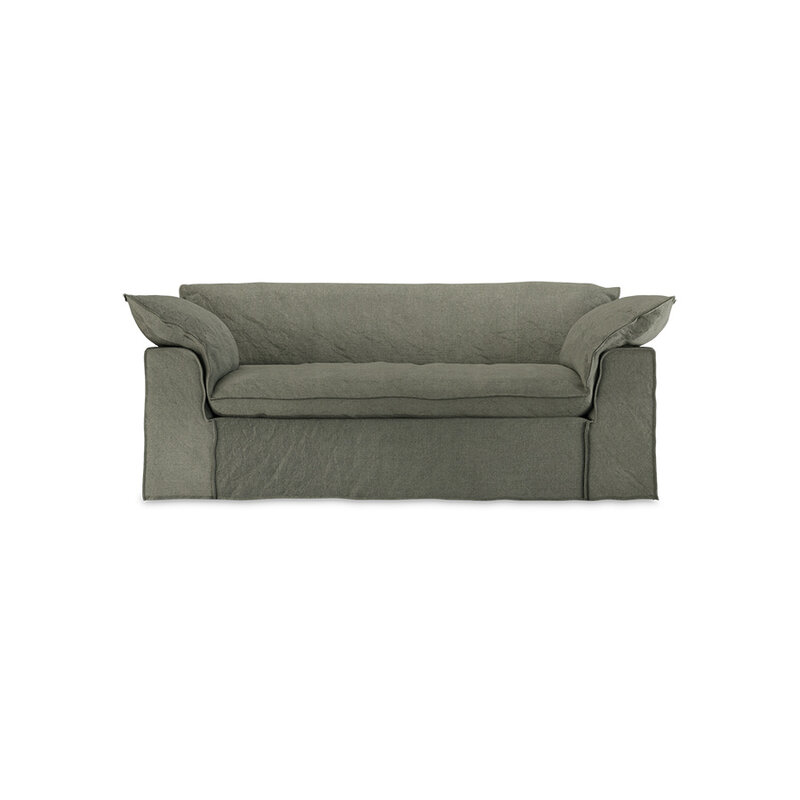HKLIVING-collectie Nomad bank: 204cm, linnen, army green