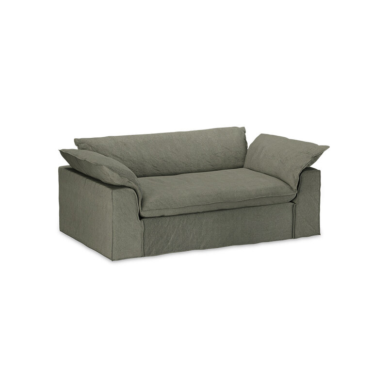 HKLIVING-collectie Nomad bank: 204cm, linnen, army green