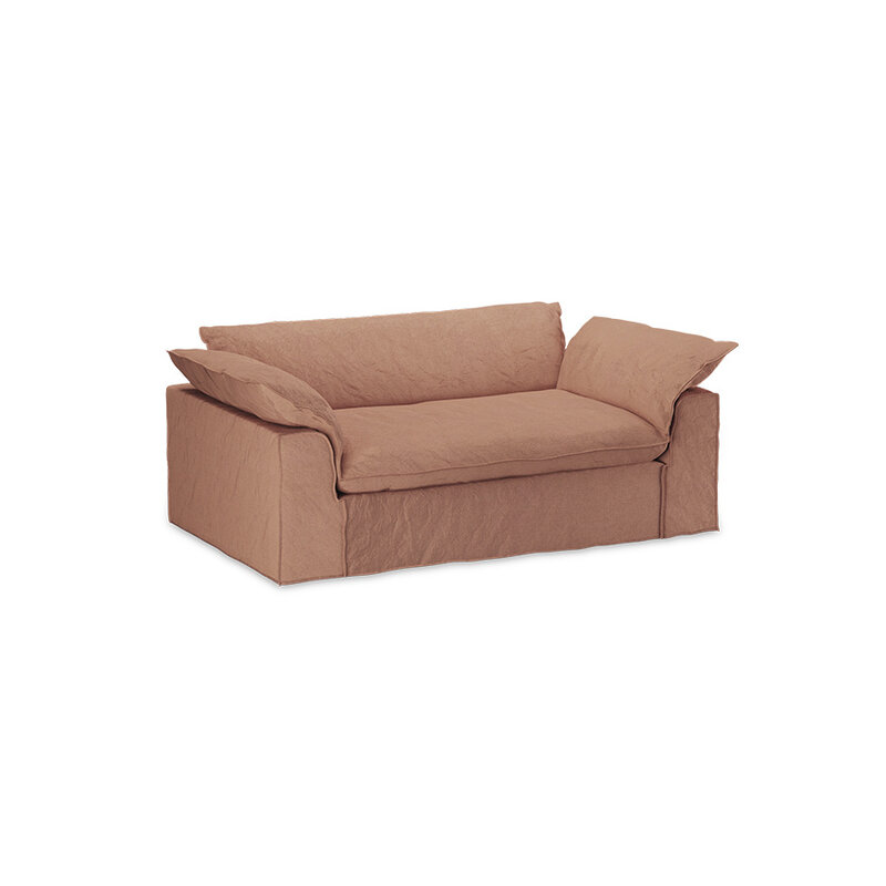 HKLIVING-collectie Nomad bank: 204cm, linnen, dusty rose