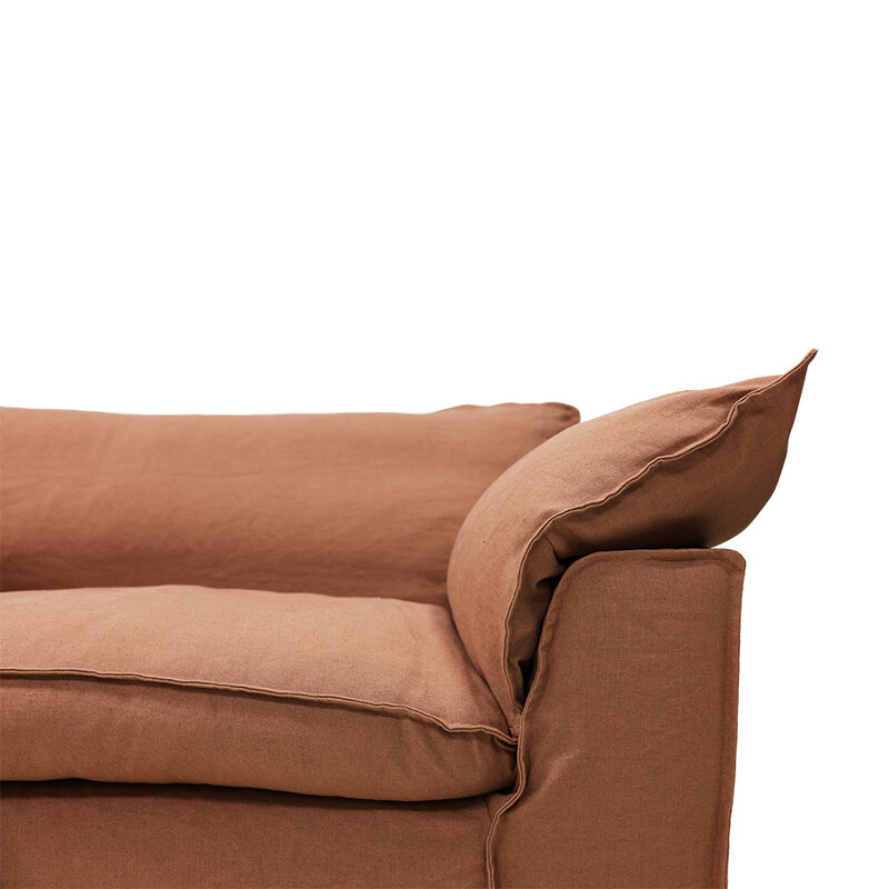 HKLIVING-collectie Nomad bank: 204cm, linnen, dusty rose