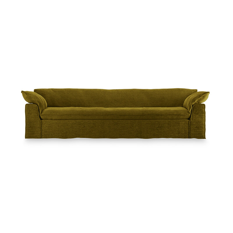HKLIVING-collectie Nomad bank: 305cm, royal velvet, olijf