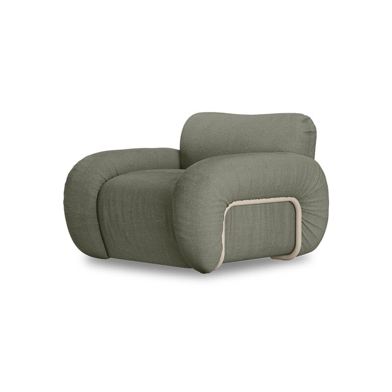 HKLIVING-collectie Arc lounge fauteuil, frame sand, linnen, army green