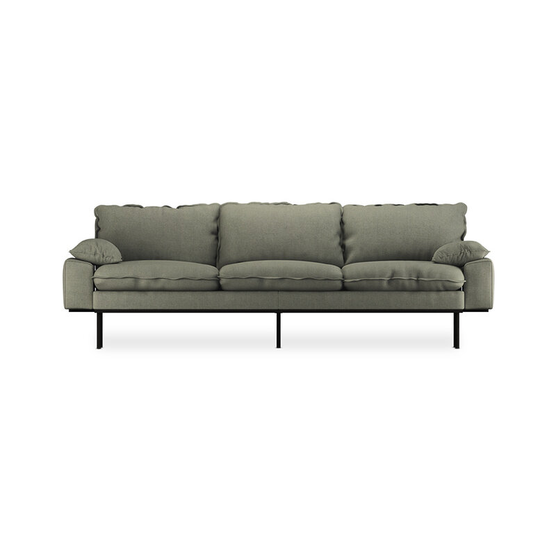 HKLIVING-collectie Retro sofa: 4-seats, linen, army green