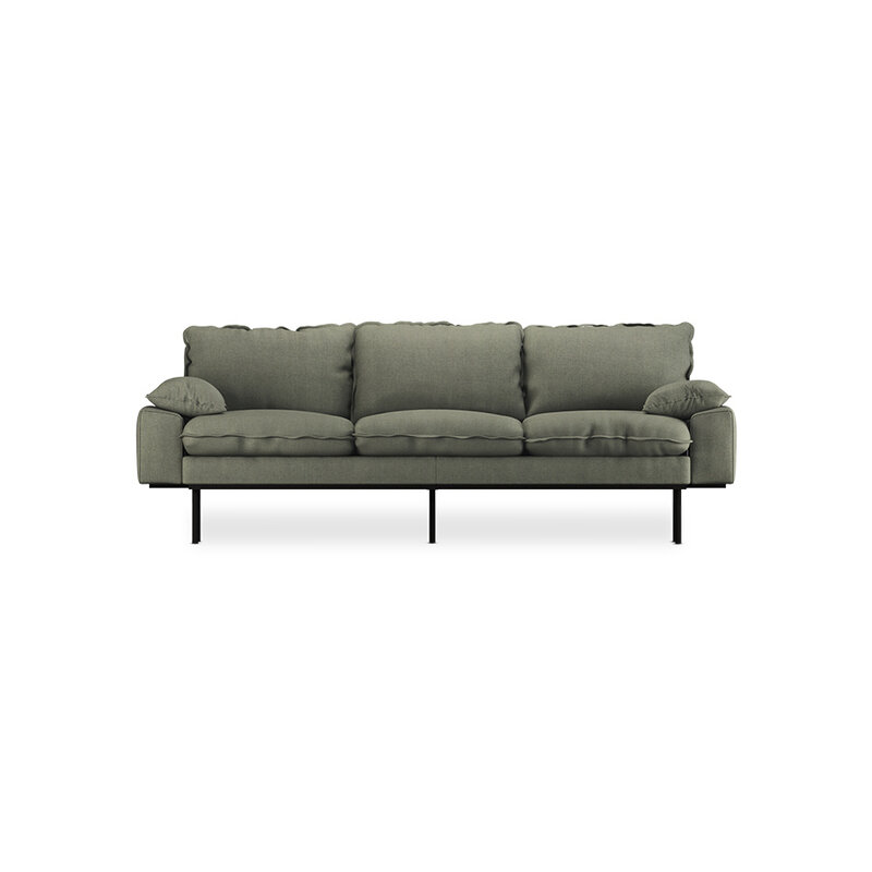 HKLIVING-collectie Retro sofa: 3-seats, linen, army green
