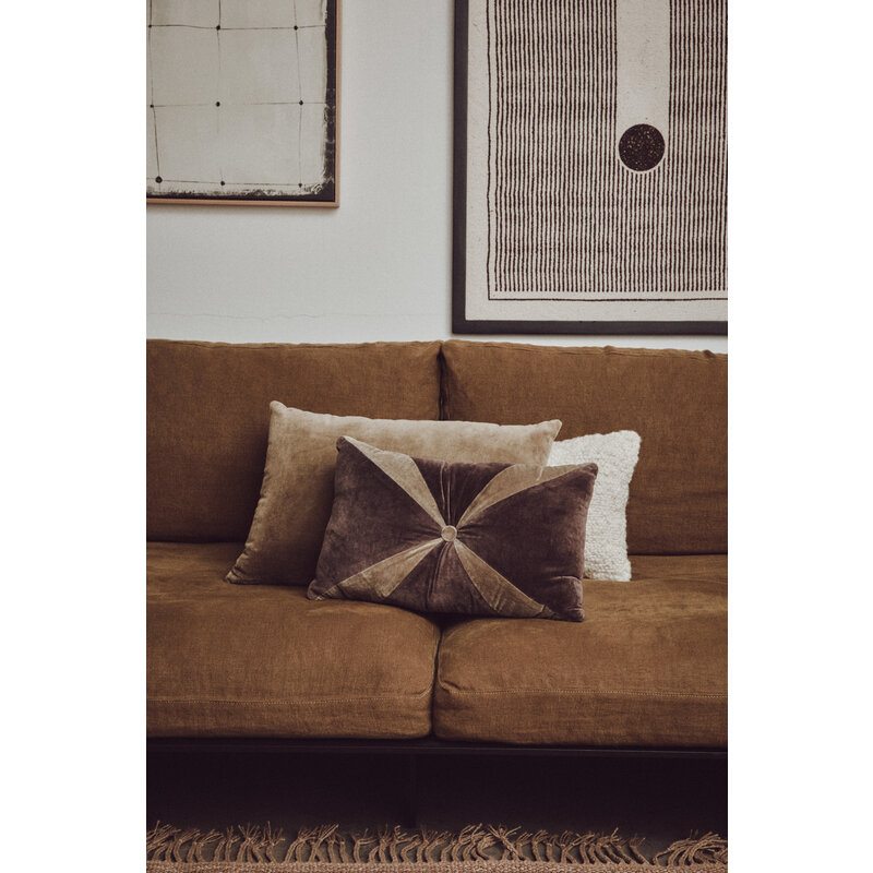 HKLIVING-collectie Velvet bruin kussen (50x30cm)
