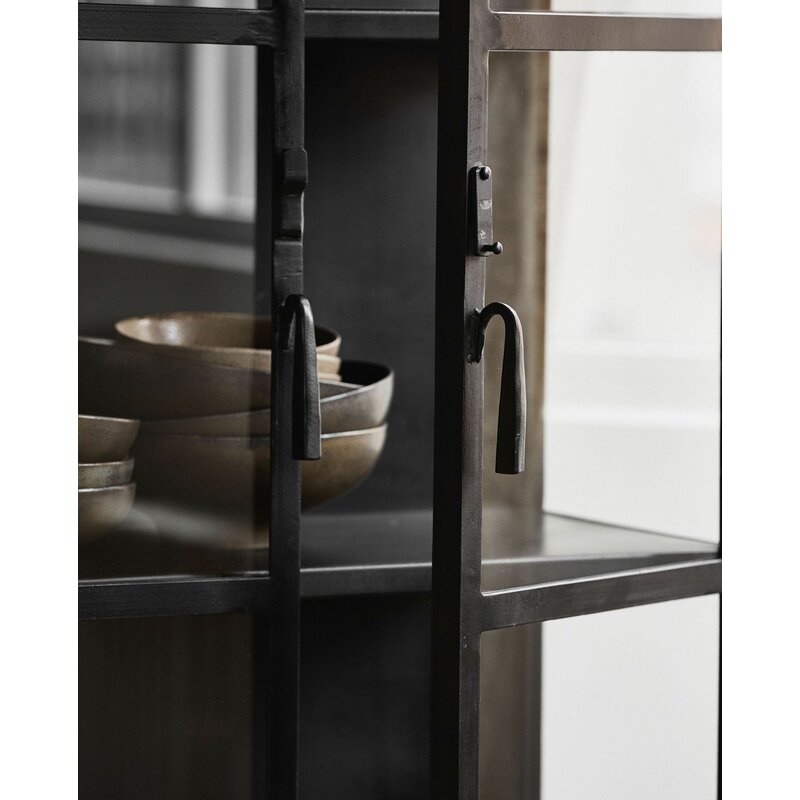 Nordal-collectie PHOENIX vitrinekast zwart metaal - 2 deuren