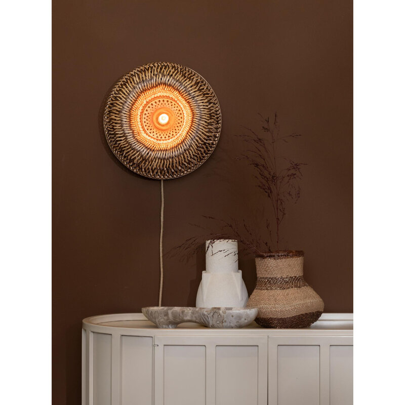 Good&Mojo-collectie Wandlamp Barbados - Naturel/bruin - Ø35cm