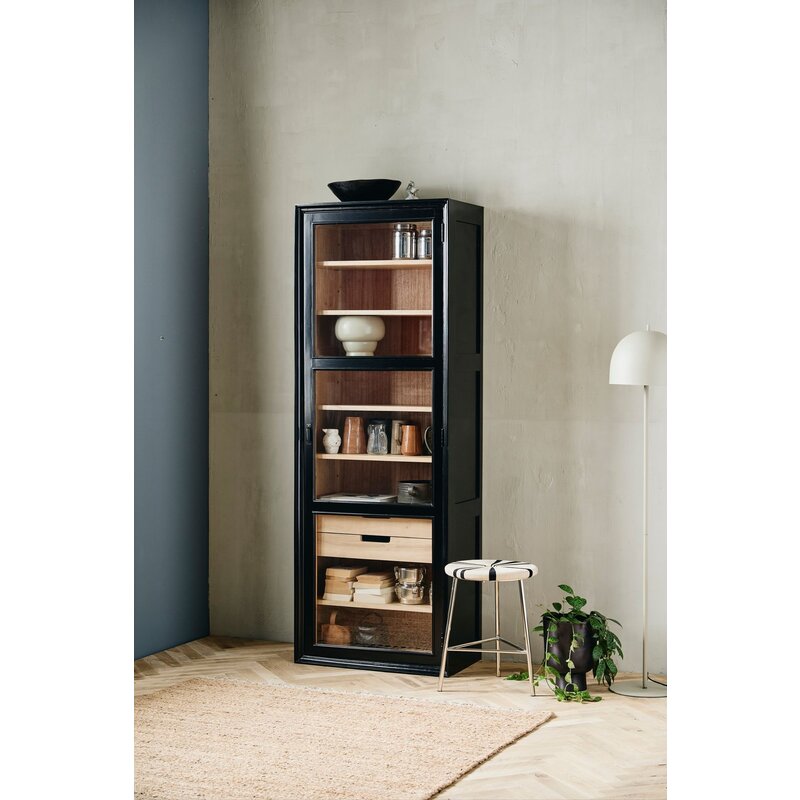 Nordal-collectie VIVA vitrinekast zwart - 1 deur