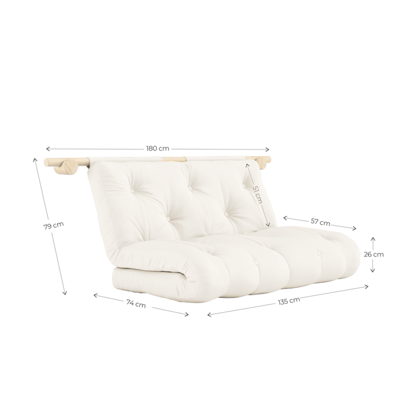 Karup Design-collectie HOOKED RAW 135 x 200 W. BRAVO MATTRESS NATURAL