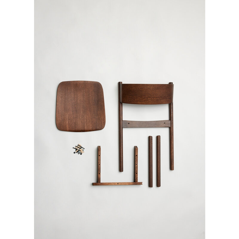 Hübsch-collectie Oblique Eetkamerstoel Donkerbruin