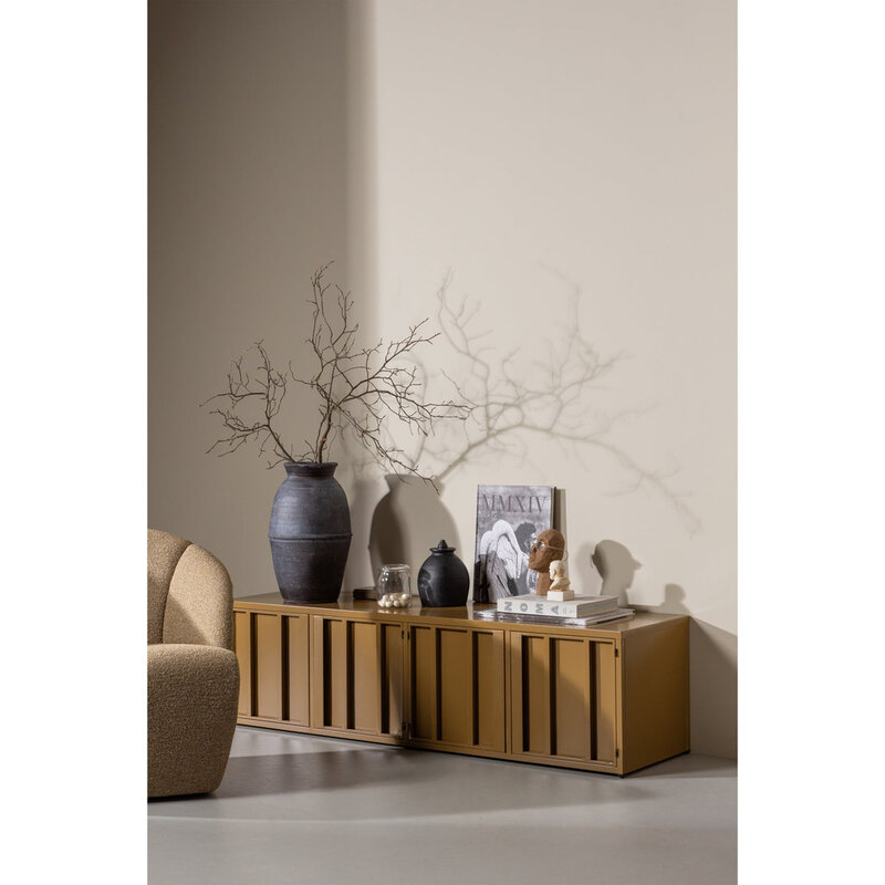 WOOOD-collectie Level Tv-Meubel Metaal Honinggeel 44X160Cm