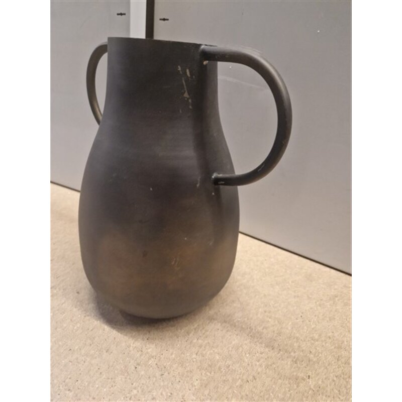 Madam Stoltz-collectie Metalen vaas zwart koper 20 cm - b keuze