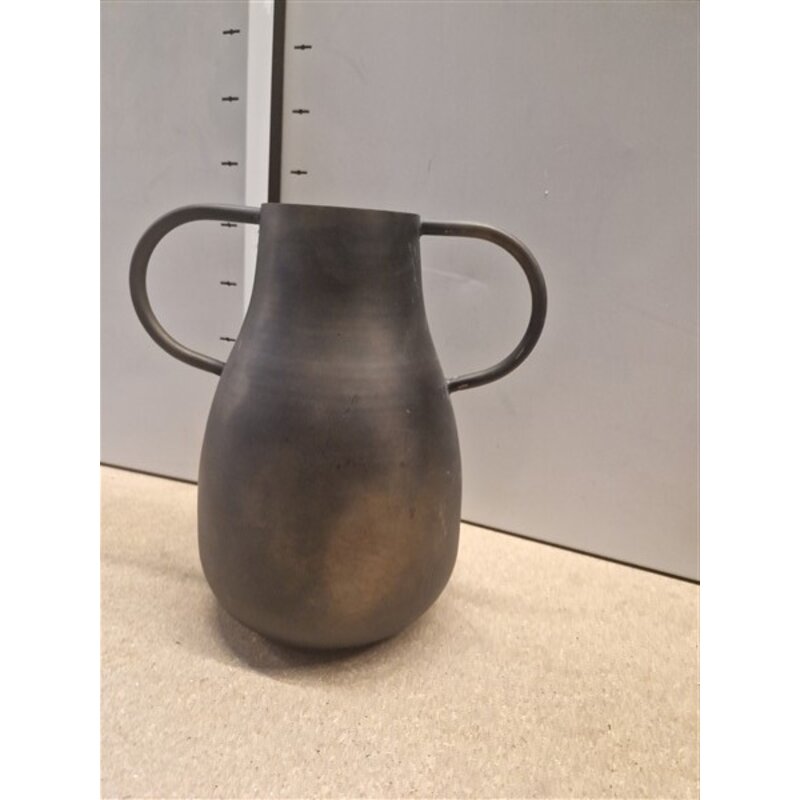 Madam Stoltz-collectie Metalen vaas zwart koper 20 cm - b keuze