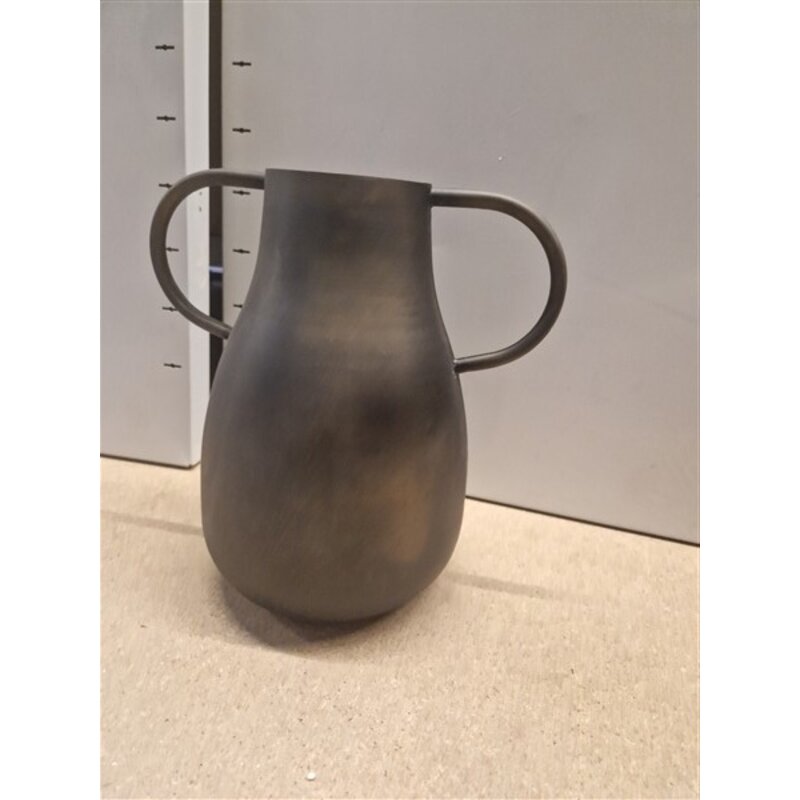 Madam Stoltz-collectie Metalen vaas zwart koper 20 cm - b keuze