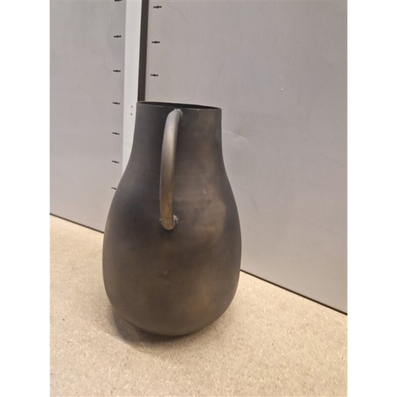 Madam Stoltz-collectie Metalen vaas zwart koper 20 cm - b keuze