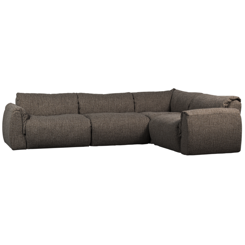 WOOOD-collectie Baggy Hoekbank Rechts Geweven Stof Warmgrijs Melange