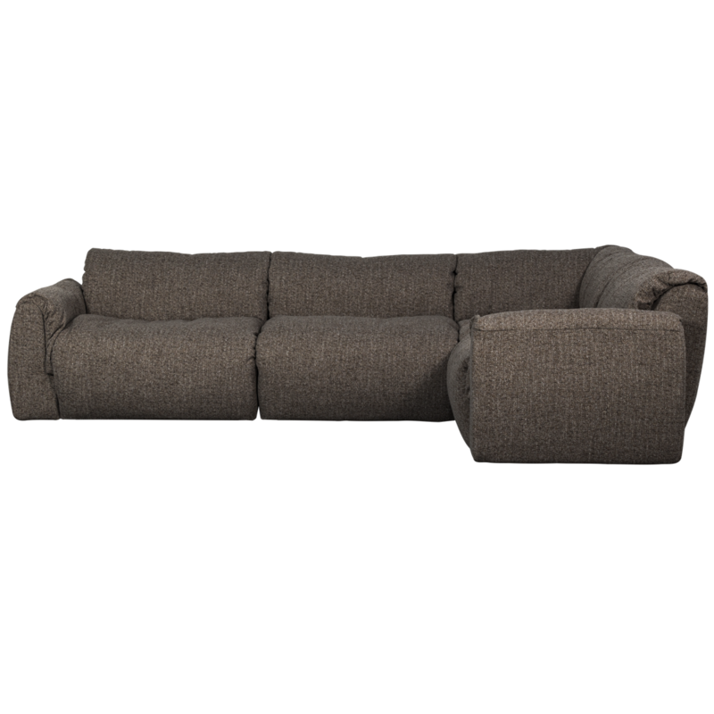 WOOOD-collectie Baggy Hoekbank Rechts Geweven Stof Warmgrijs Melange