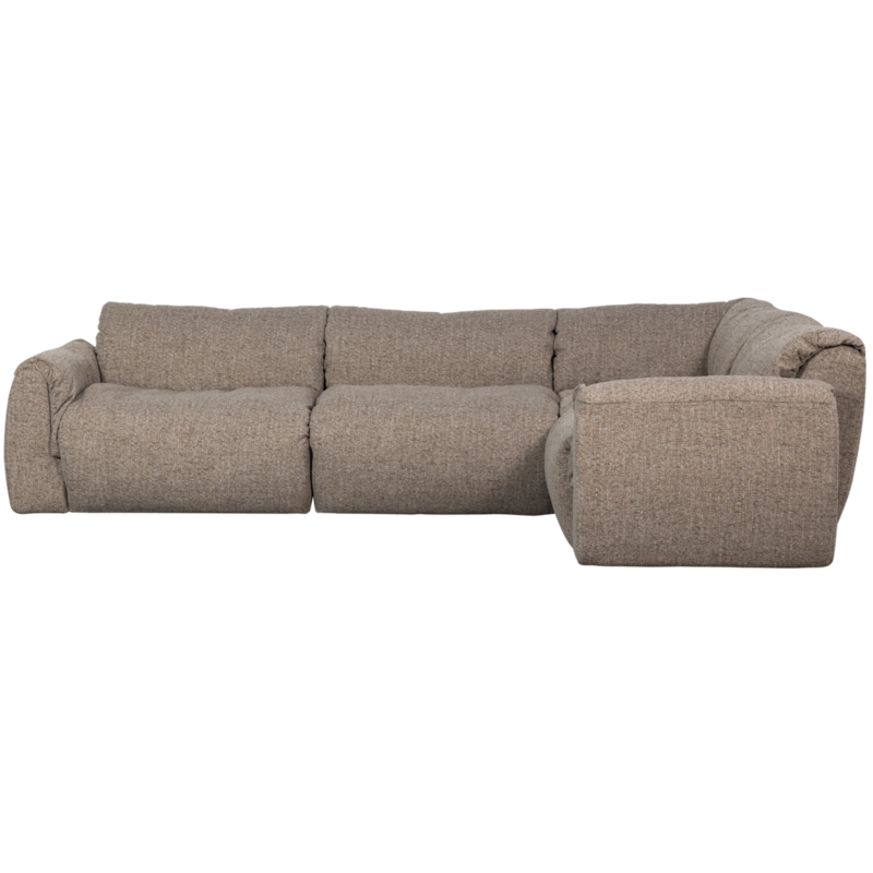 WOOOD-collectie Baggy Hoekbank Rechts Geweven Stof Bruin Melange