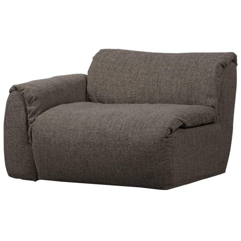 WOOOD-collectie Baggy 1-Zits Met Arm Links Geweven Stof Warmgrijs Melange