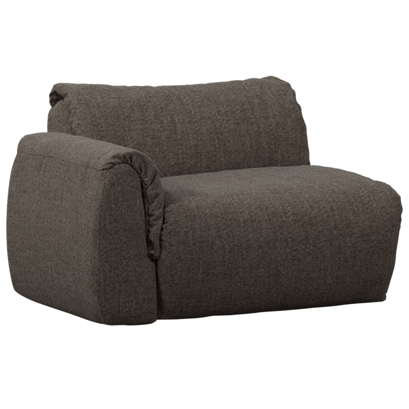 WOOOD-collectie Baggy 1-Zits Met Arm Links Geweven Stof Warmgrijs Melange