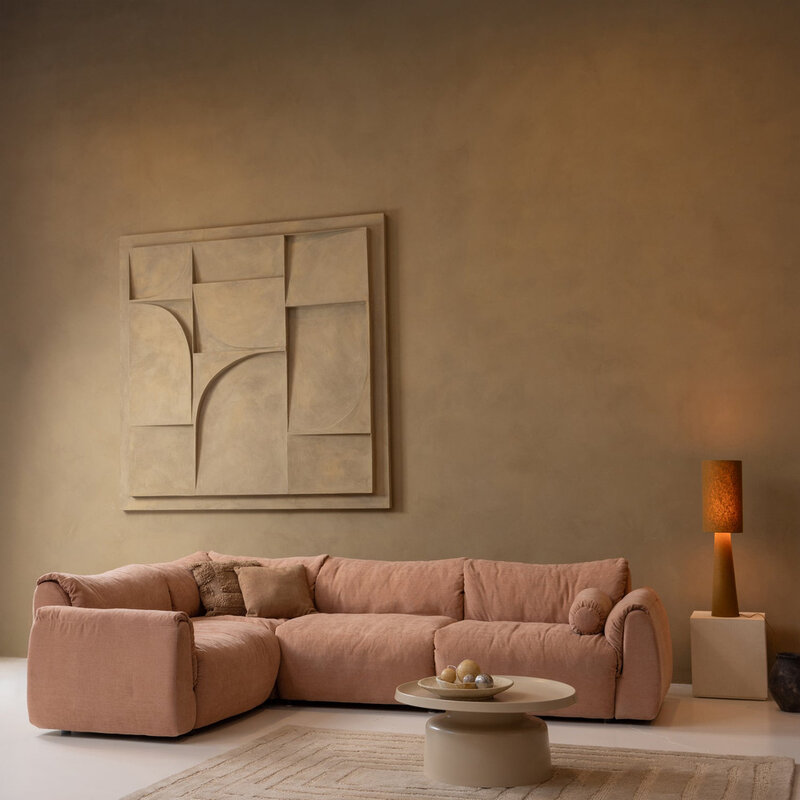 WOOOD-collectie Baggy Hoekbank Links Geweven Chenille Oudroze