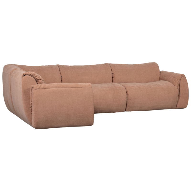 WOOOD-collectie Baggy Hoekbank Links Geweven Chenille Oudroze