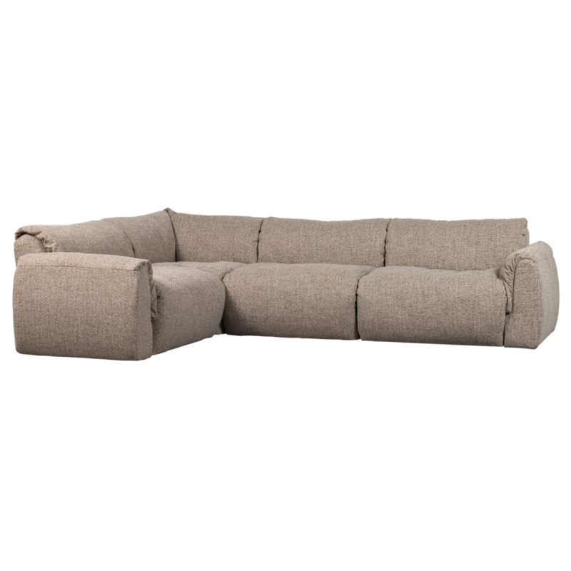 WOOOD-collectie Baggy Hoekbank Links Geweven Stof Bruin Melange