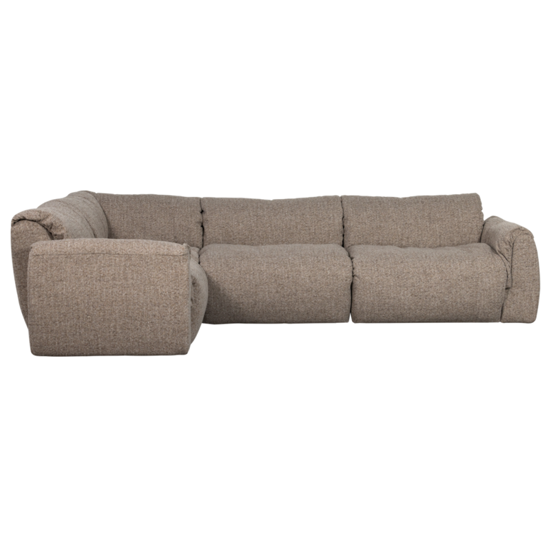 WOOOD-collectie Baggy Hoekbank Links Geweven Stof Bruin Melange