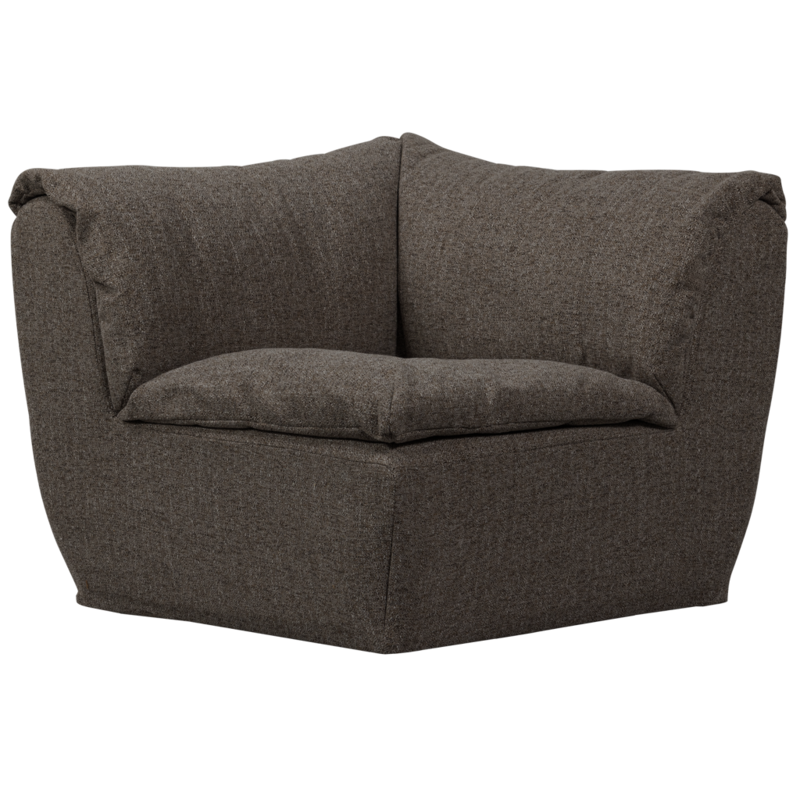 WOOOD-collectie Baggy Hoekelement Geweven Stof Warmgrijs Melange