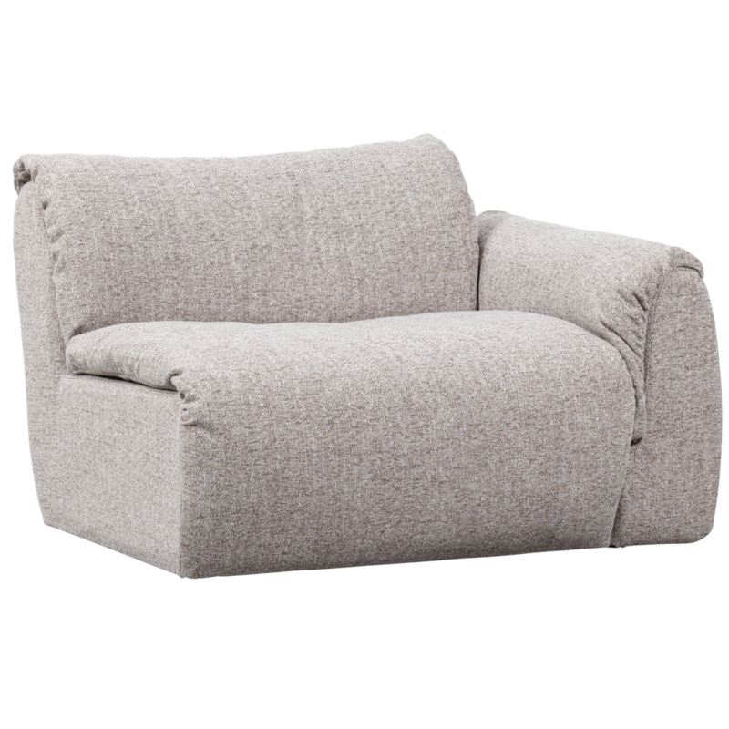 WOOOD-collectie Baggy 1-Zits Met Arm Rechts Geweven Stof Naturel Melange