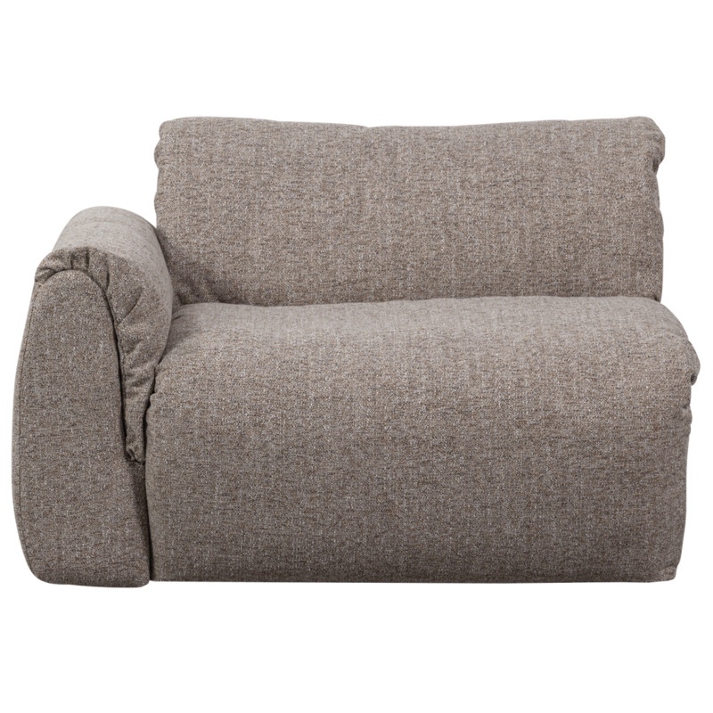 WOOOD-collectie BAGGY 1-ZITS MET ARM LINKS GEWEVEN STOF BRUIN MELANGE