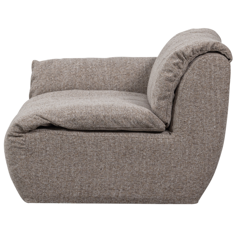 WOOOD-collectie BAGGY 1-ZITS MET ARM LINKS GEWEVEN STOF BRUIN MELANGE
