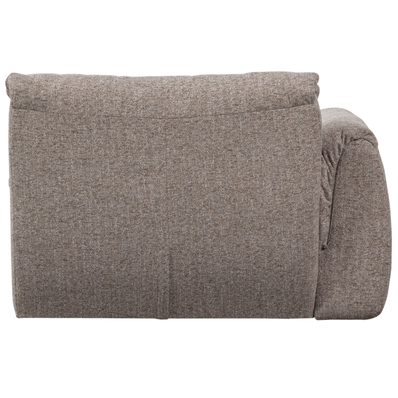 WOOOD-collectie BAGGY 1-ZITS MET ARM LINKS GEWEVEN STOF BRUIN MELANGE