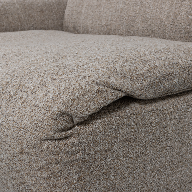 WOOOD-collectie BAGGY 1-ZITS MET ARM LINKS GEWEVEN STOF BRUIN MELANGE