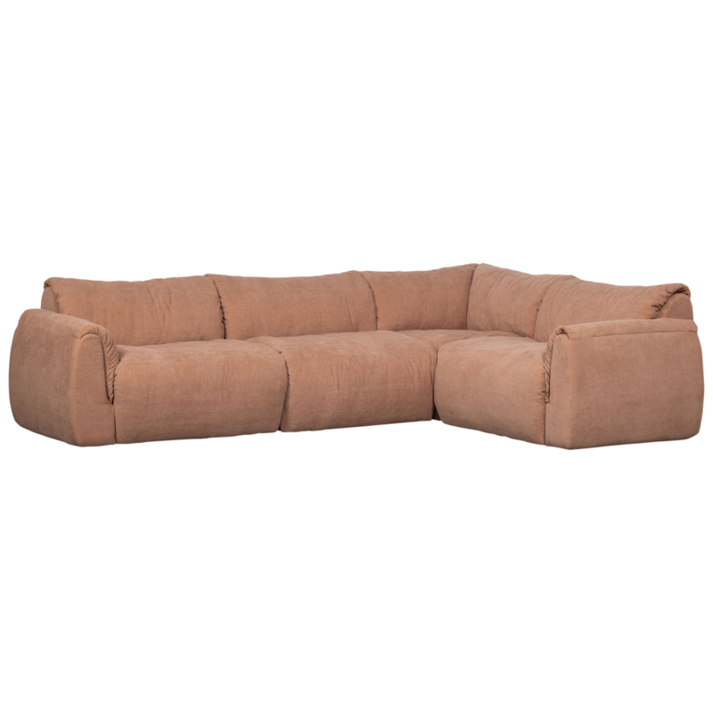 WOOOD-collectie Baggy Hoekbank Rechts Geweven Chenille Oudroze