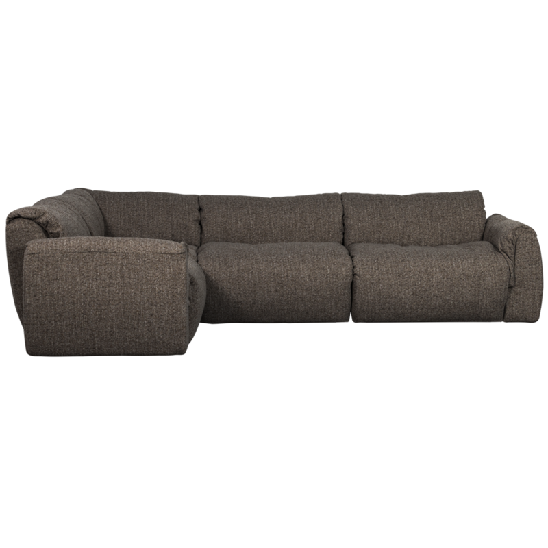 WOOOD-collectie Baggy Hoekbank Links Geweven Stof Warmgrijs Melange