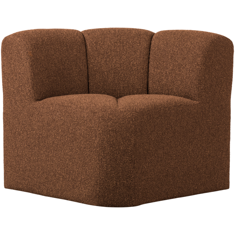 WOOOD-collectie Mojo Eetbankje Hoek Met Rugleuning Boucle Roestbruin Melange