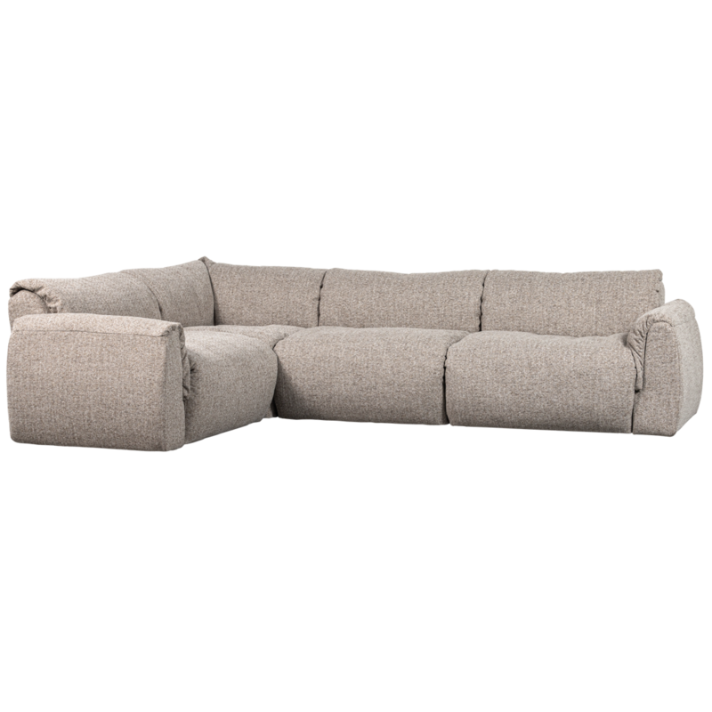WOOOD-collectie Baggy Hoekbank Links Geweven Stof Naturel Melange
