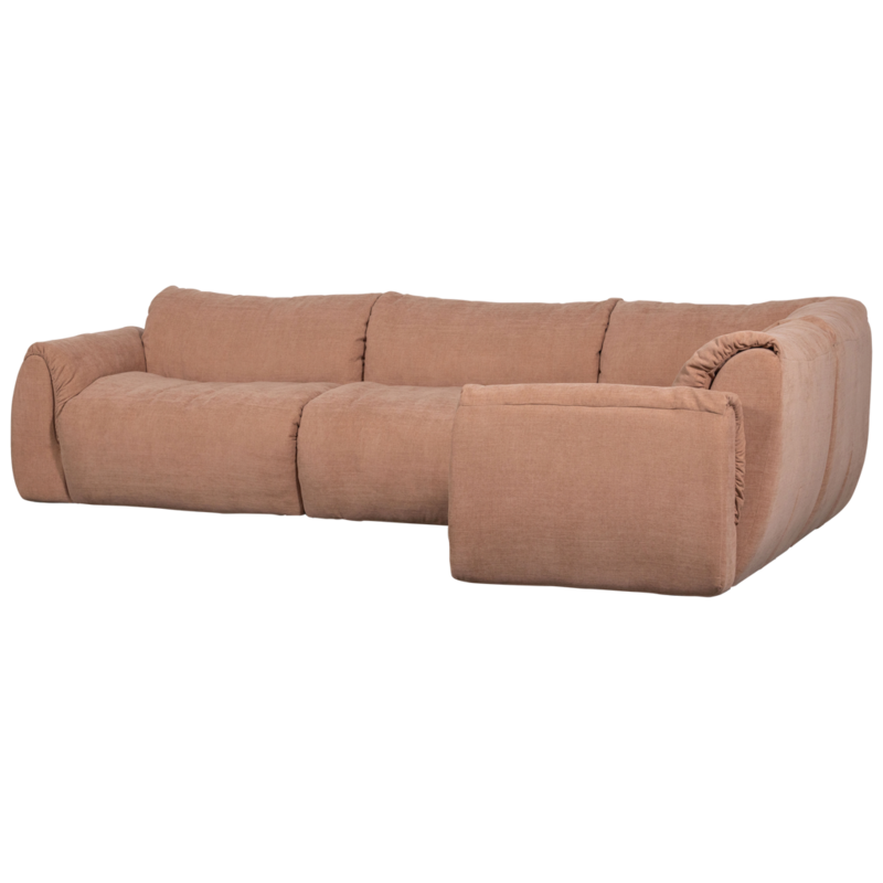 WOOOD-collectie Baggy Hoekbank Rechts Geweven Chenille Oudroze