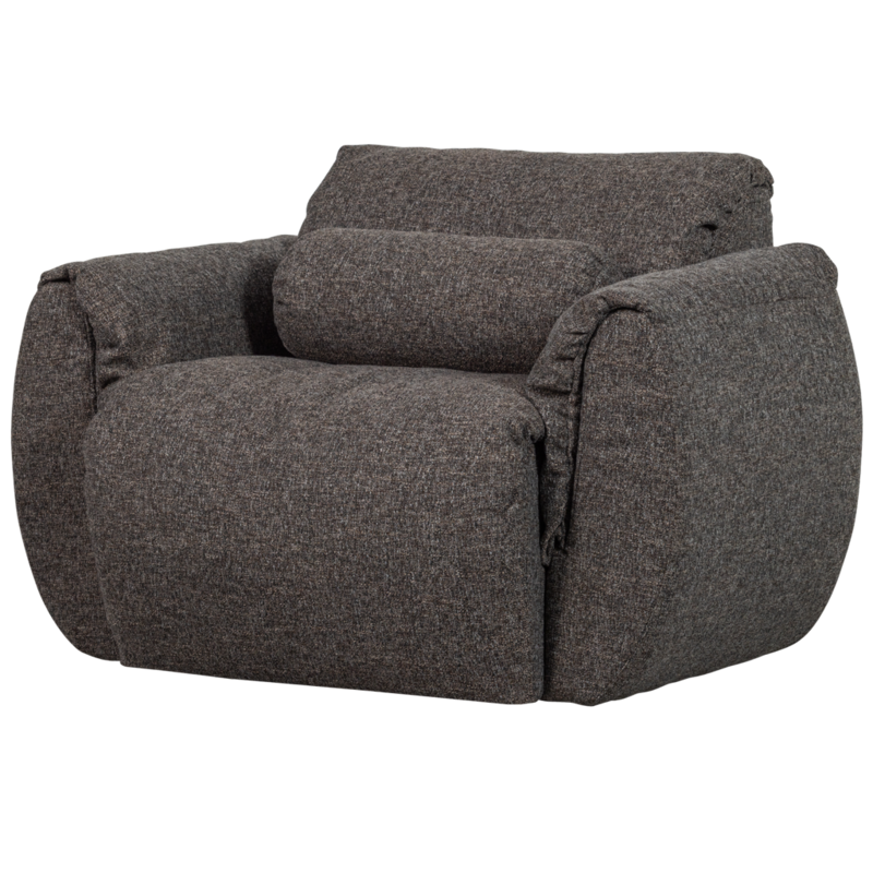 WOOOD-collectie Baggy Draaifauteuil Geweven Stof Warmgrijs Melange