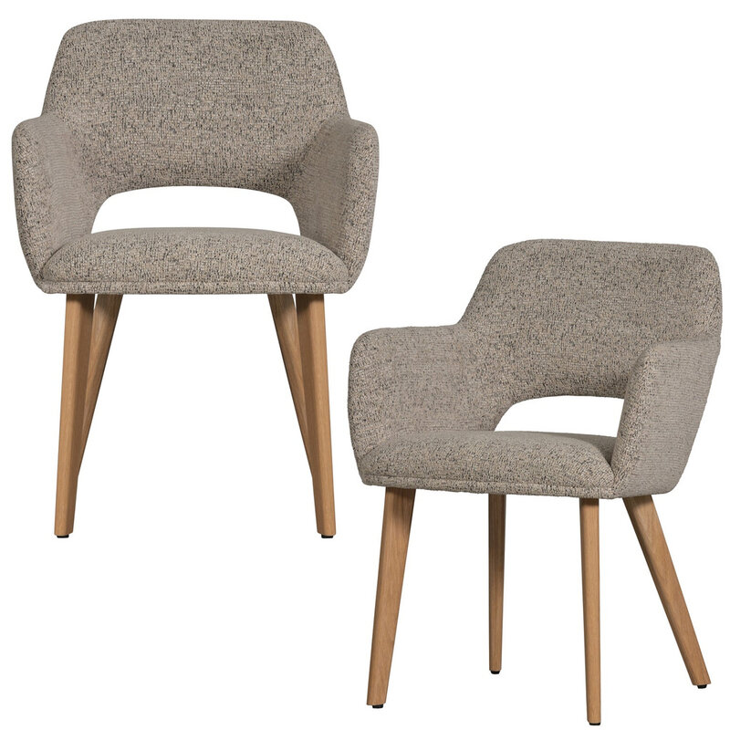 WOOOD-collectie Murat Eetkamerstoel Naturel Met Houten Poot Naturel
