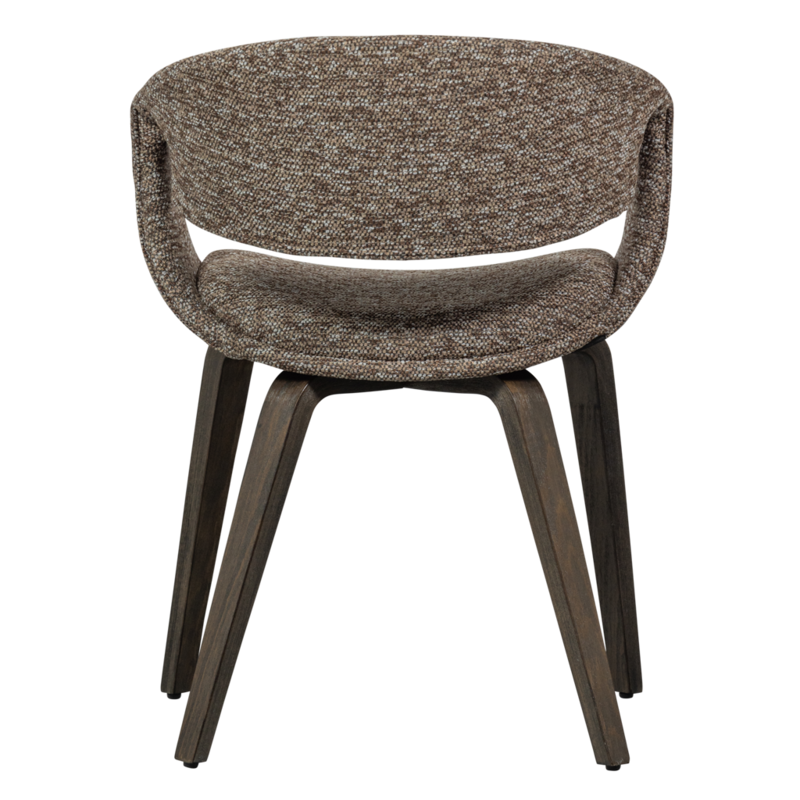 WOOOD-collectie Yossi Eetkamerstoel Bruin Met Houten Poot Donkerbruin