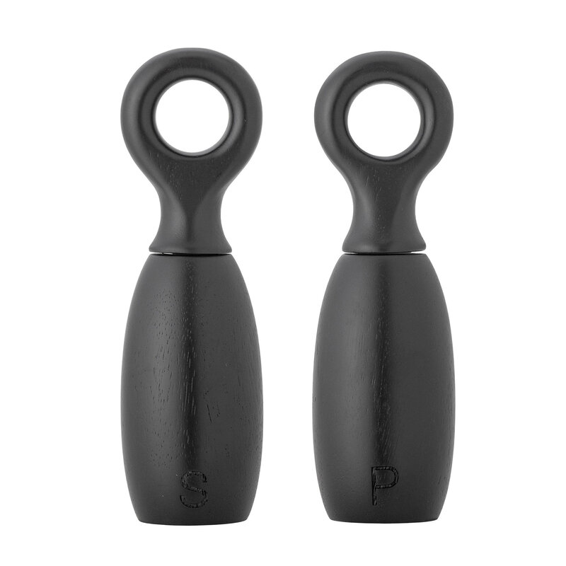 Bloomingville-collectie Martim Zout- en Pepermolen Zwart Rubberhout