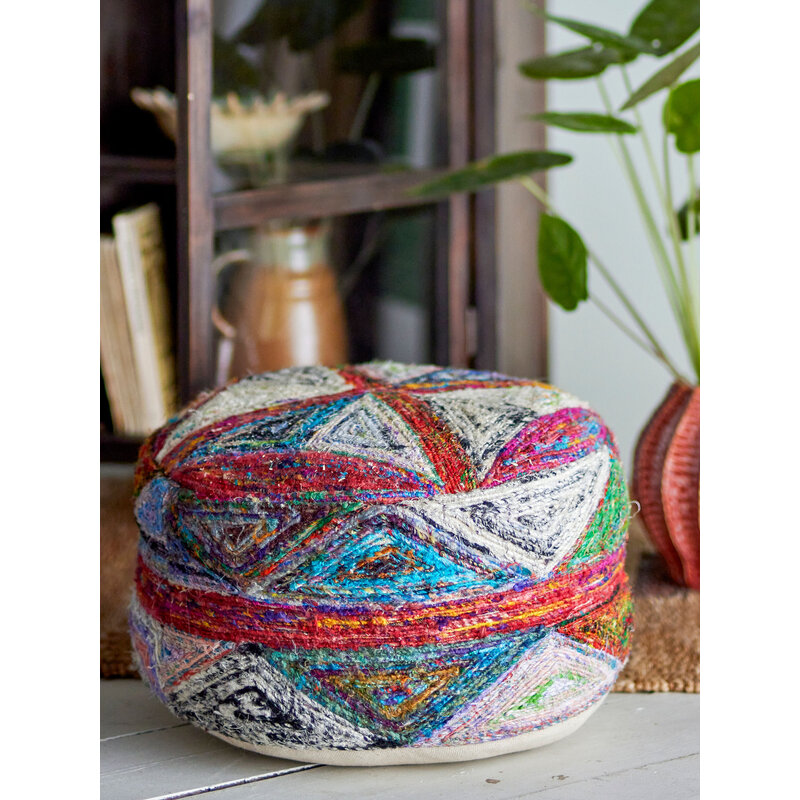 Bloomingville-collectie Torano Pouf, Red, Cotton