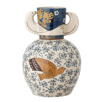 Bloomingville Hezha Vaas Blauw aardewerk