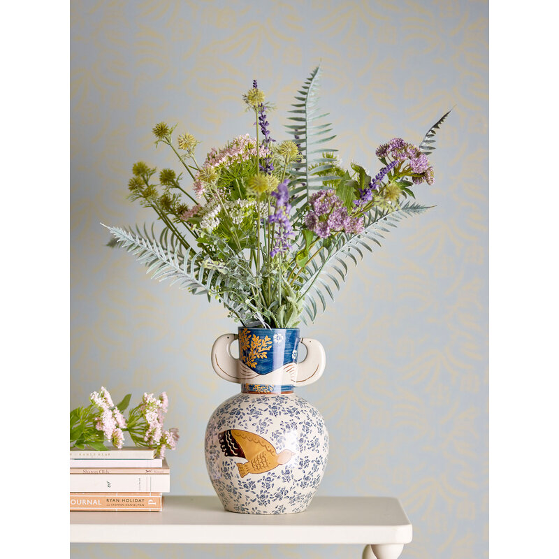 Bloomingville-collectie Hezha Vaas Blauw aardewerk