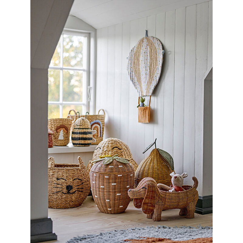 Bloomingville-collectie Pelino mand met deksel bruin rotan