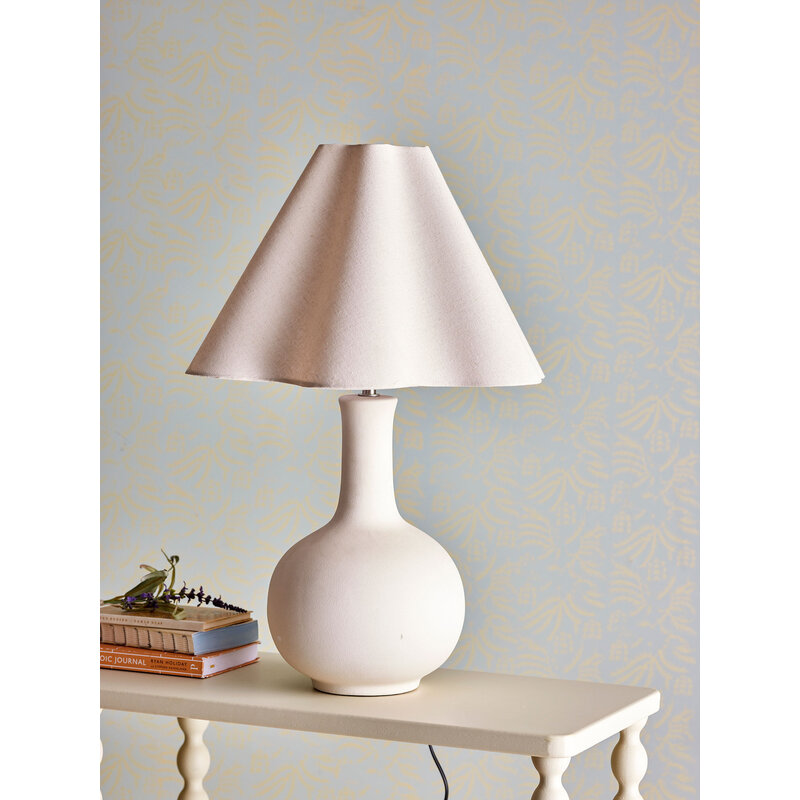 Bloomingville-collectie Heide tafellamp wit aardewerk
